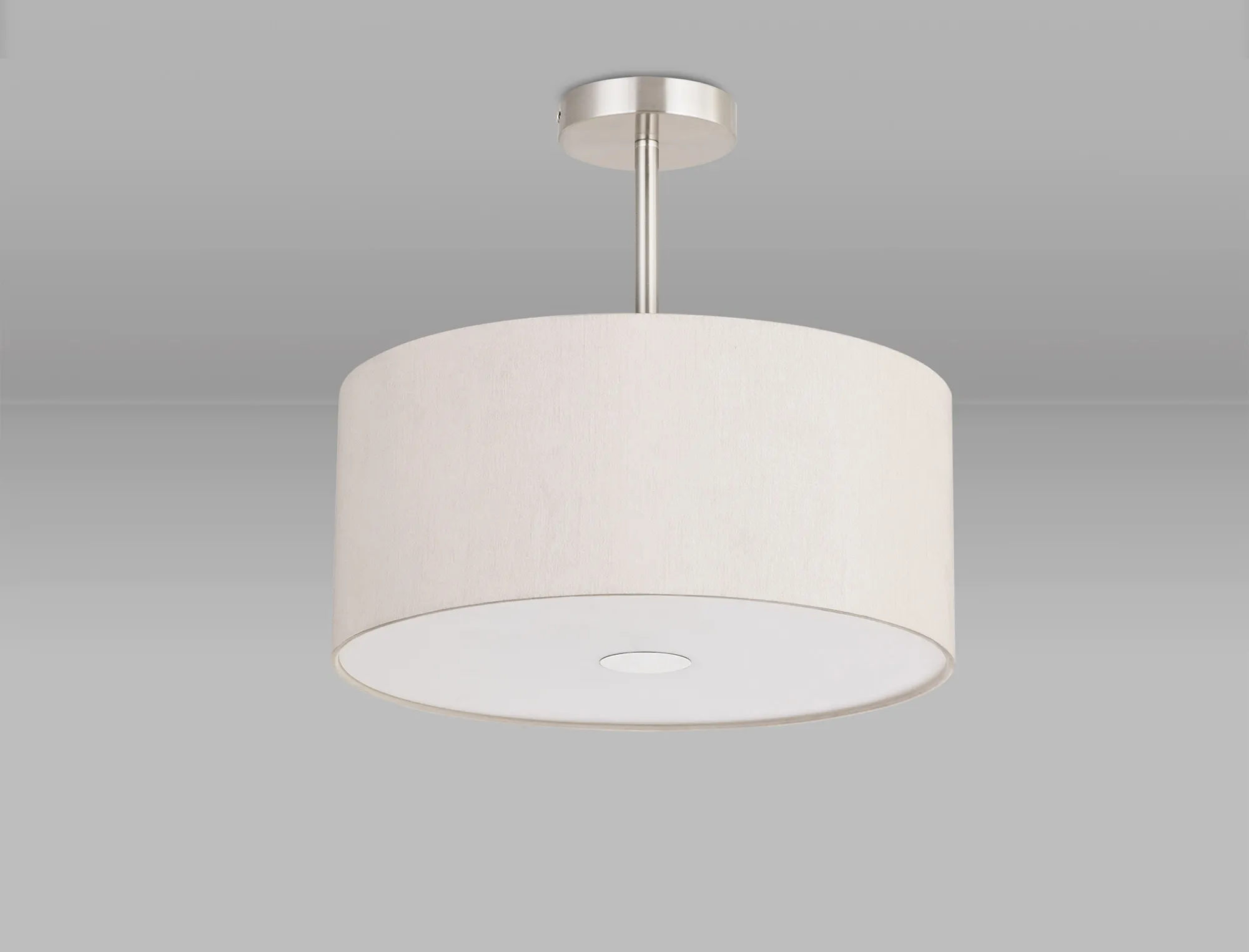 Baymont 40cm Semi Flush 3 Light Satin Nickel, Nude Beige/Moonlight, Frosted Diffuser DK0412  Deco Baymont SN NU